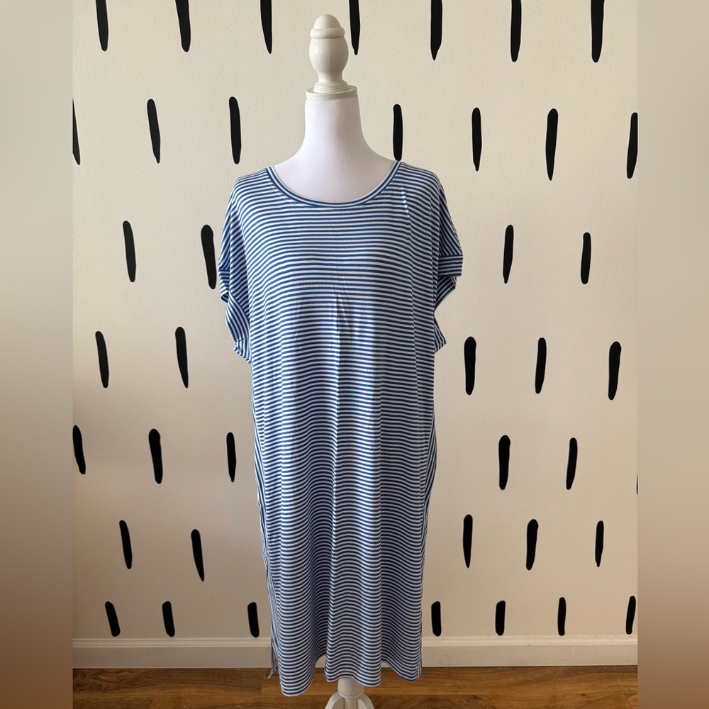 Tommy Bahama Blue and White Striped Knee-Length Dress